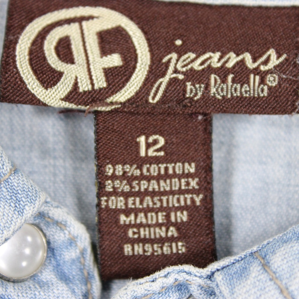 Rafaella Jeans Womens Blue Denim Western Snap Shirt Light Wash Cotton Size 12 - Picture 8 of 12